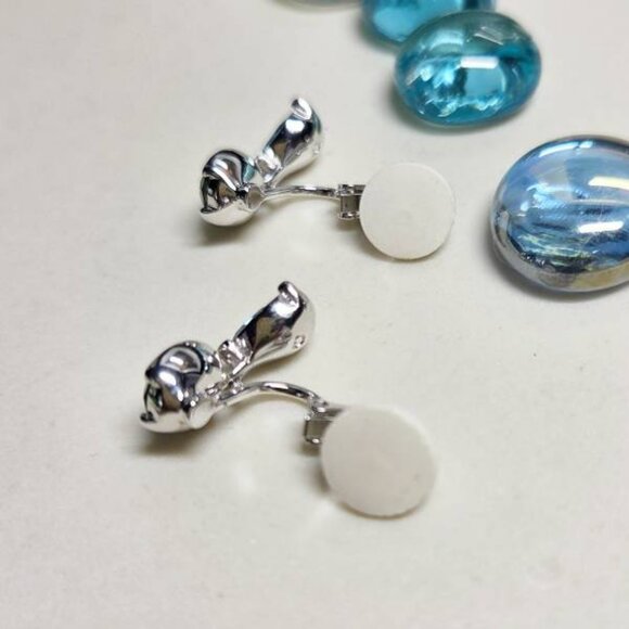 Authentic Swarovski Dangle Earrings Silver Tone With Blue And Green Stones - Picture 7 of 9